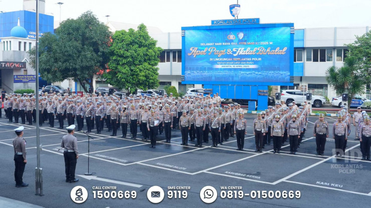 Korlantas Polri Gelar Apel dan Halal Bihalal Idul Fitri 1446 H, Kakorlantas Apresiasi Kinerja Polantas dalam Operasi Ketupat 2025
