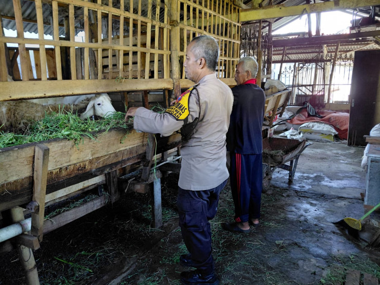 Bhabinkamtibmas Desa Kemantren Cek Lahan P2B untuk Swasembada Pangan Mandiri